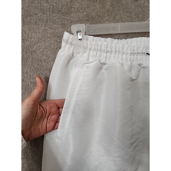Adidas Lightweight Pull On Cargo Pants Womens L White Shimmer Drawstring - Picture 2 of 9